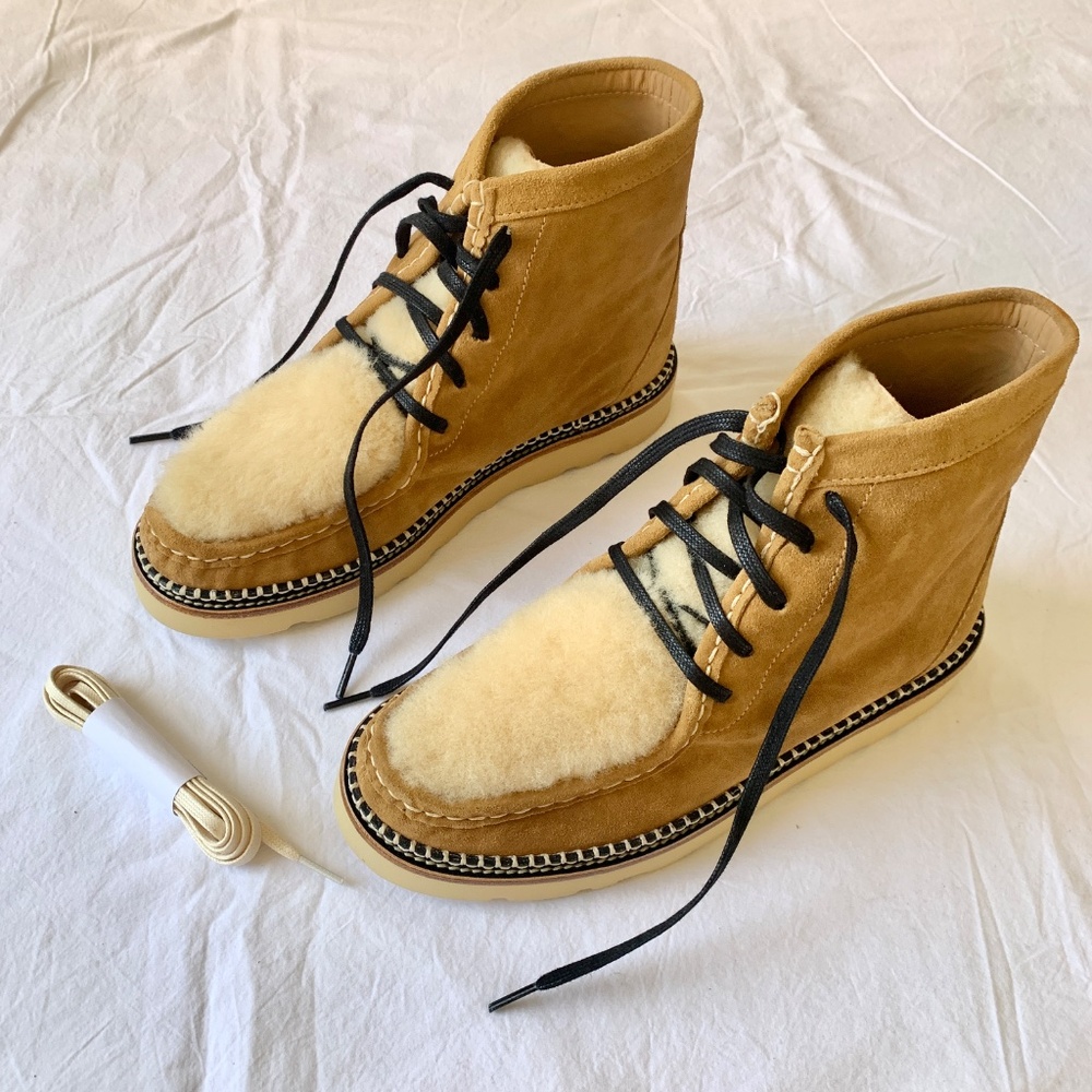 Freda Salvador Winnie Moccasin Boots Hazel Suede With Shearling 8.5 - Picture 10 of 13
